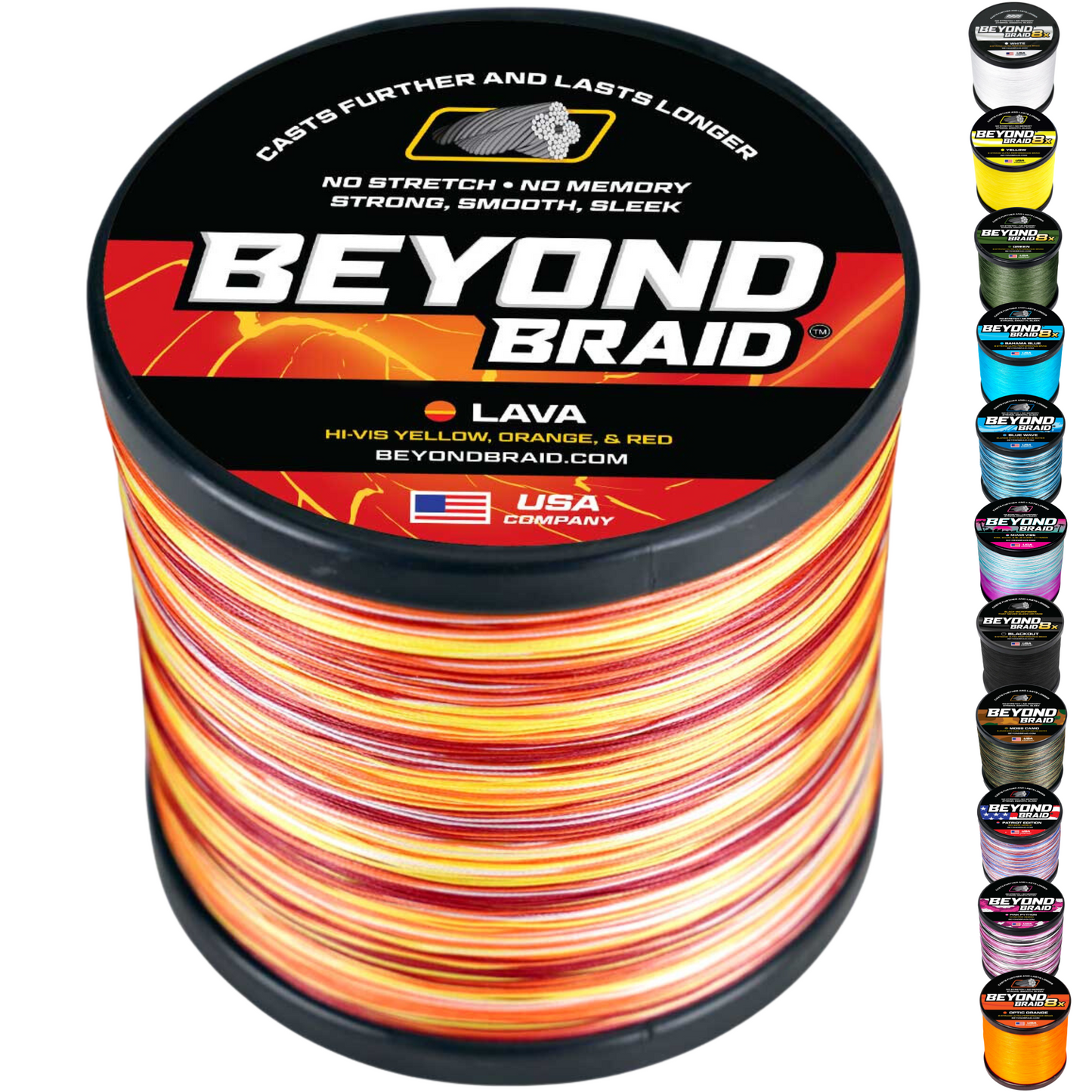 Beyond Braid Lava Red, Orange & Yellow Braided Fishing Line