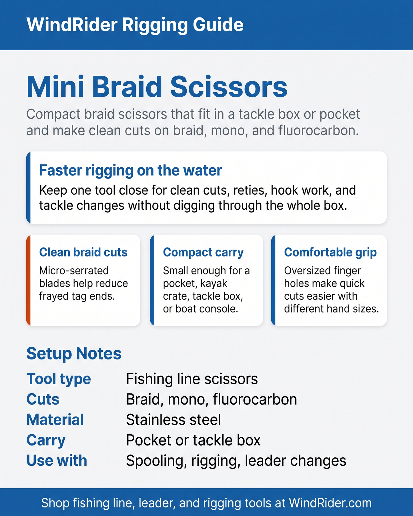 WindRider Rigging Guide - Beyond Fishing Mini Braid Scissors