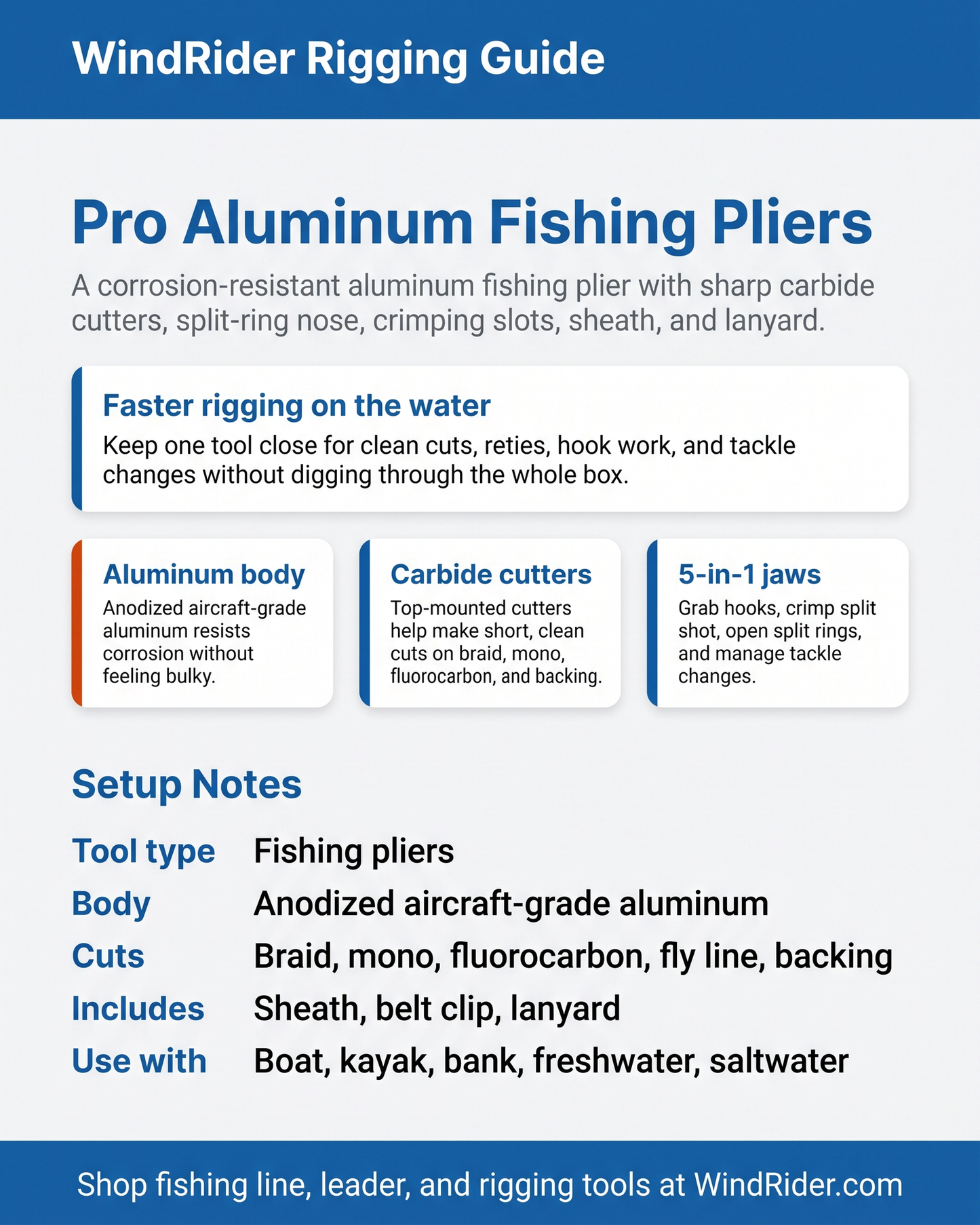 WindRider Rigging Guide - Beyond Braid Pro Aluminum Fishing Pliers