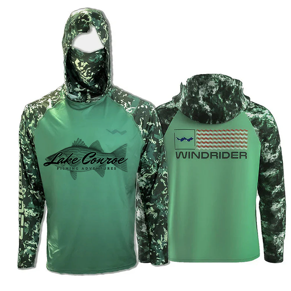 Lake Conroe Fishing Adventures Atoll Fishing Shirt - Green - WindRider