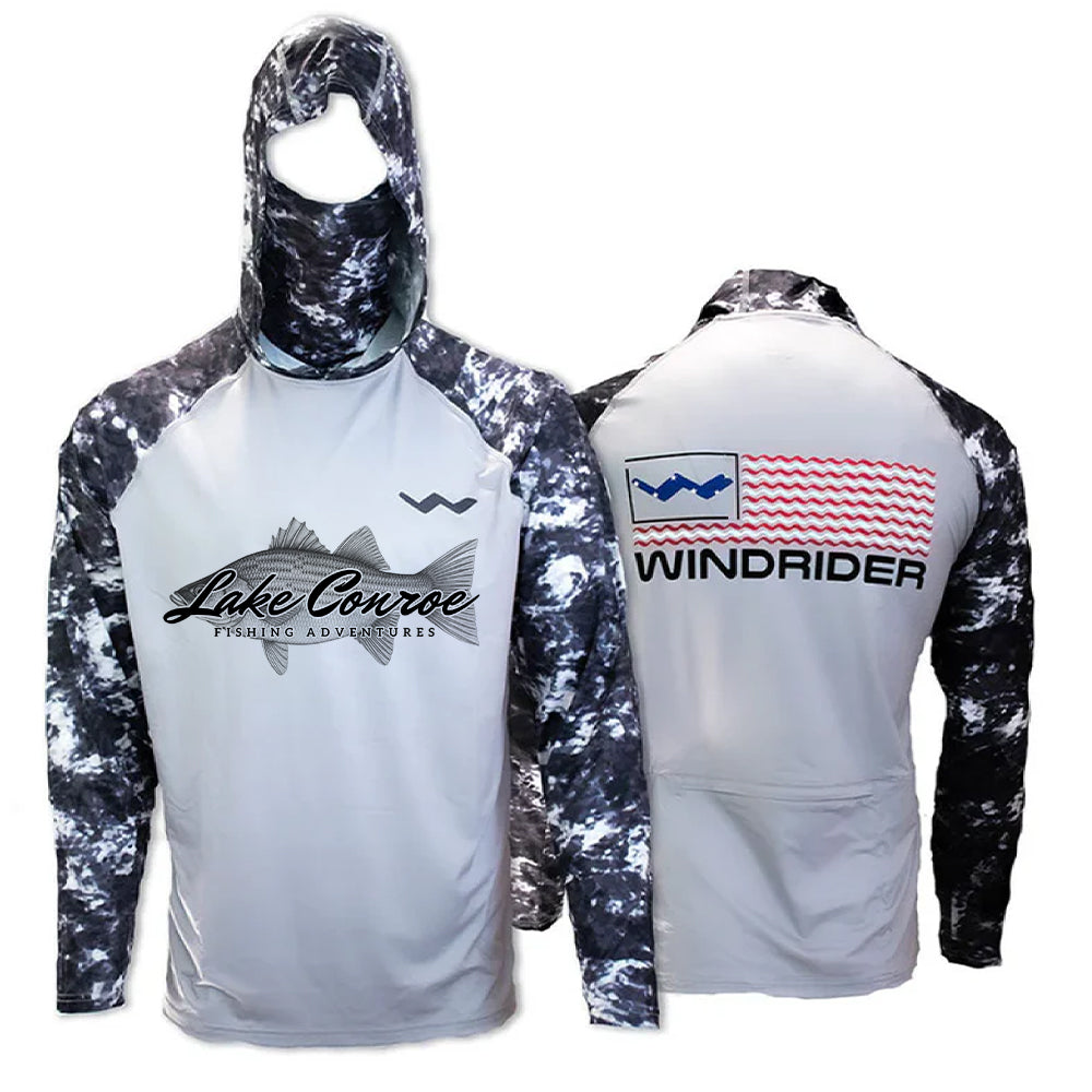 Lake Conroe Fishing Adventures Atoll Fishing Shirt - Grey - WindRider