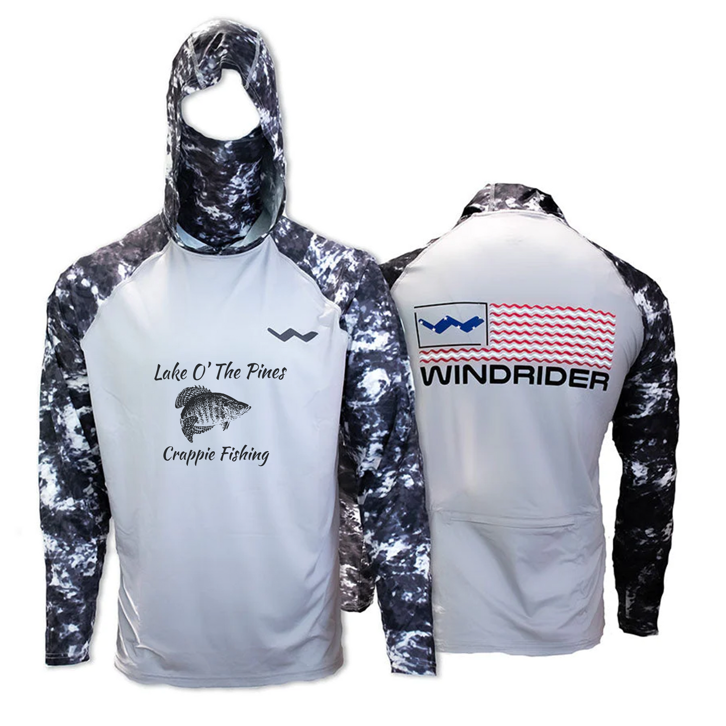 Lake O' Pines Crappie Fishing Atoll Fishing Shirt - Grey - WindRider