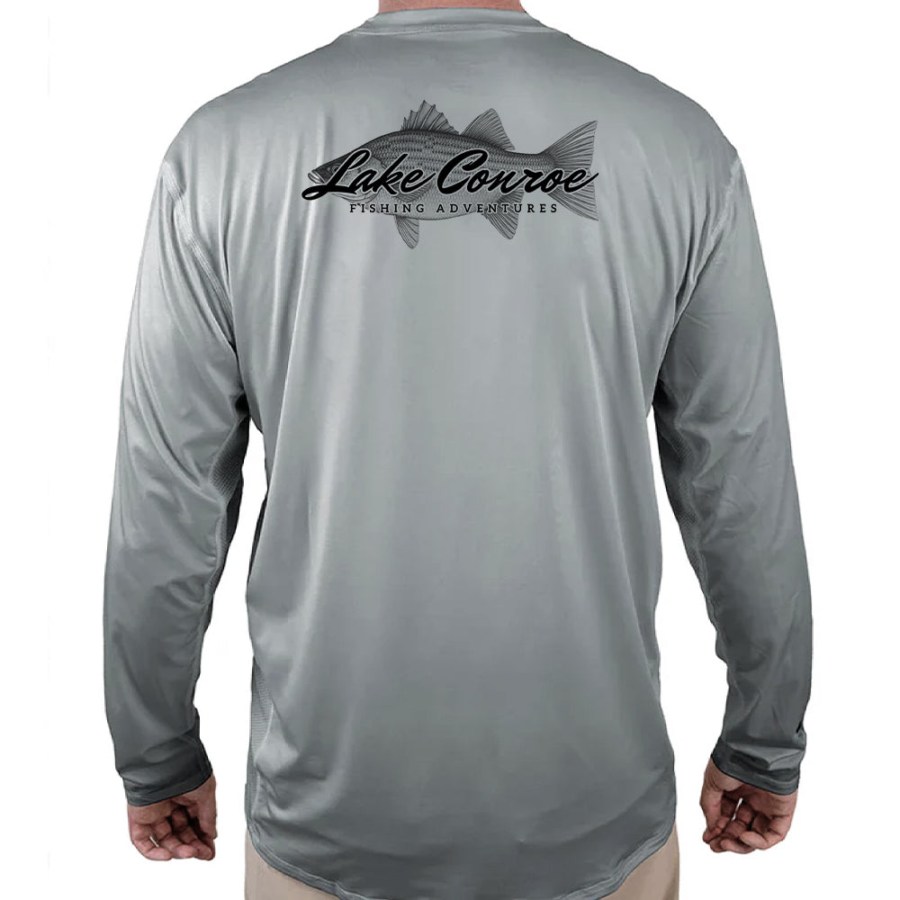Lake Conroe Fishing Adventures Helios Fishing Shirt - Grey - WindRider