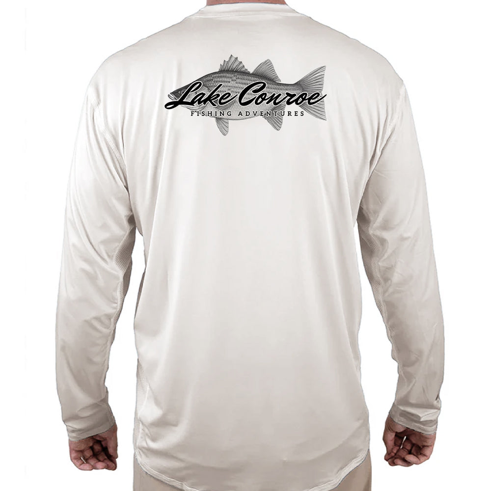 Lake Conroe Fishing Adventures Helios Fishing Shirt - White - WindRider