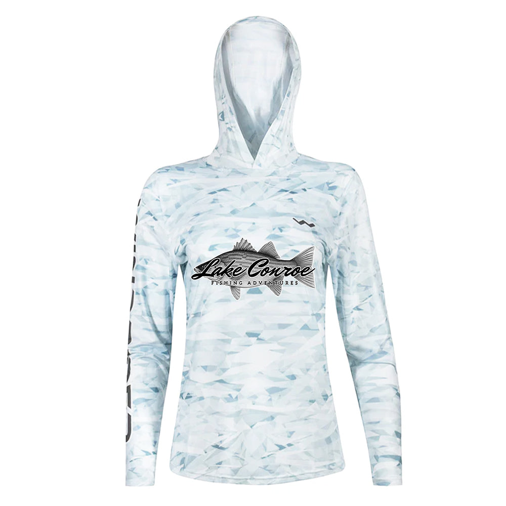 Women's Lake Conroe HELIOS™ Hooded Sun Shirts - Hooded - Grey - WindRider