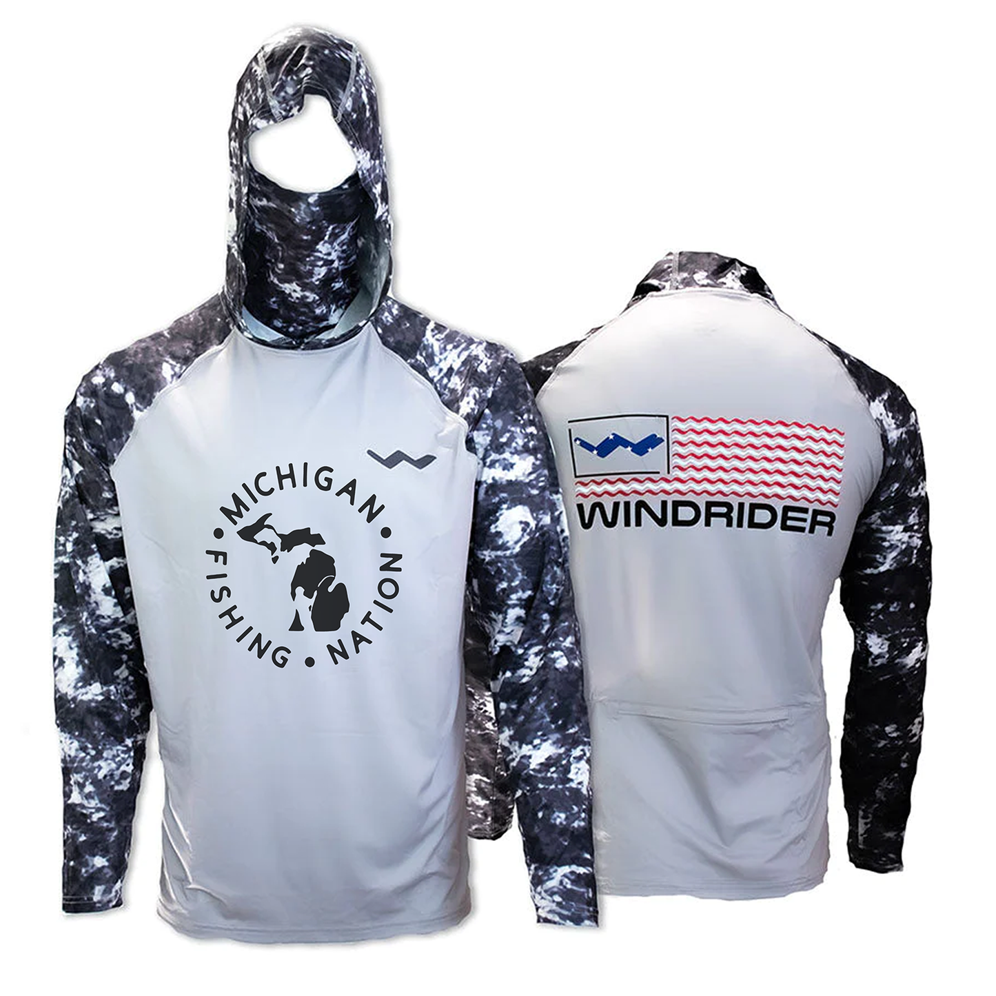 Michigan Fishing Nation TV Atoll Fishing Shirt - Grey - WindRider