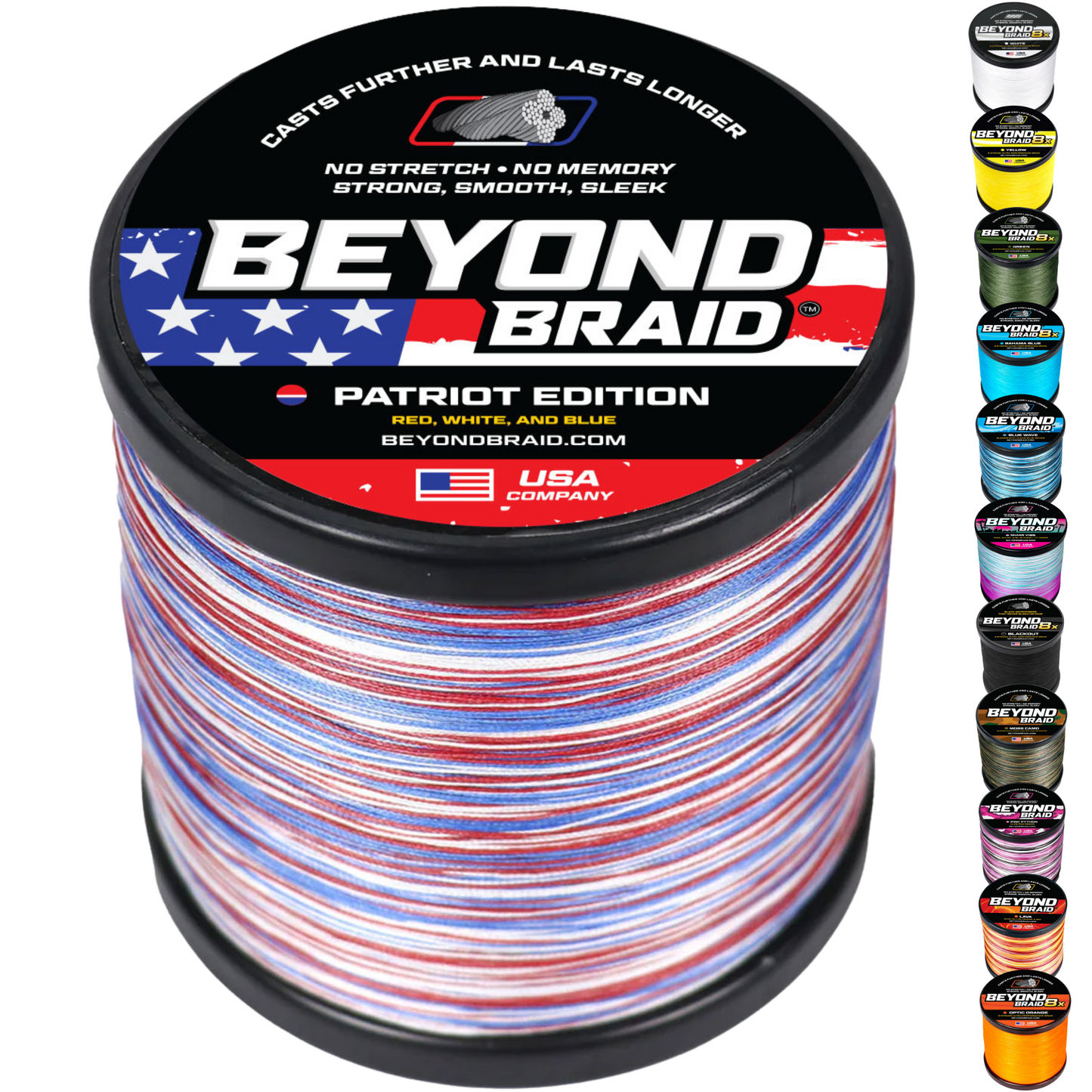 Beyond Braid Patriot Edition Red, White & Blue Braided Fishing Line