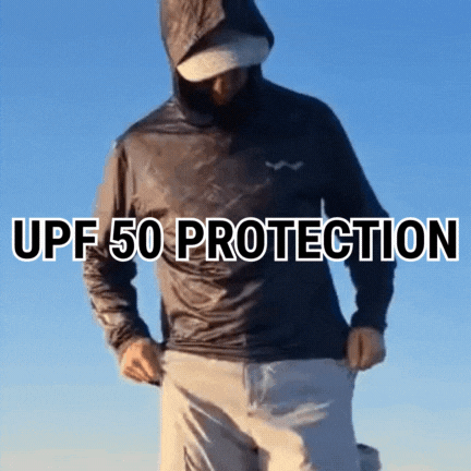 Animated GIF showing UPF 50 sun protection features on Atoll shirt