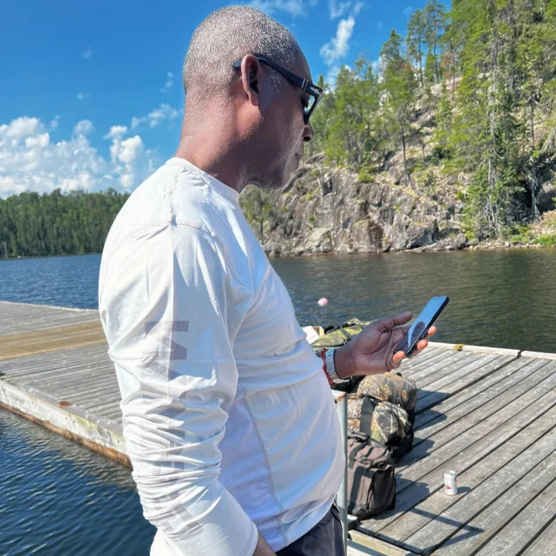 Close-up of white fabric showing soft HelioTec material texture