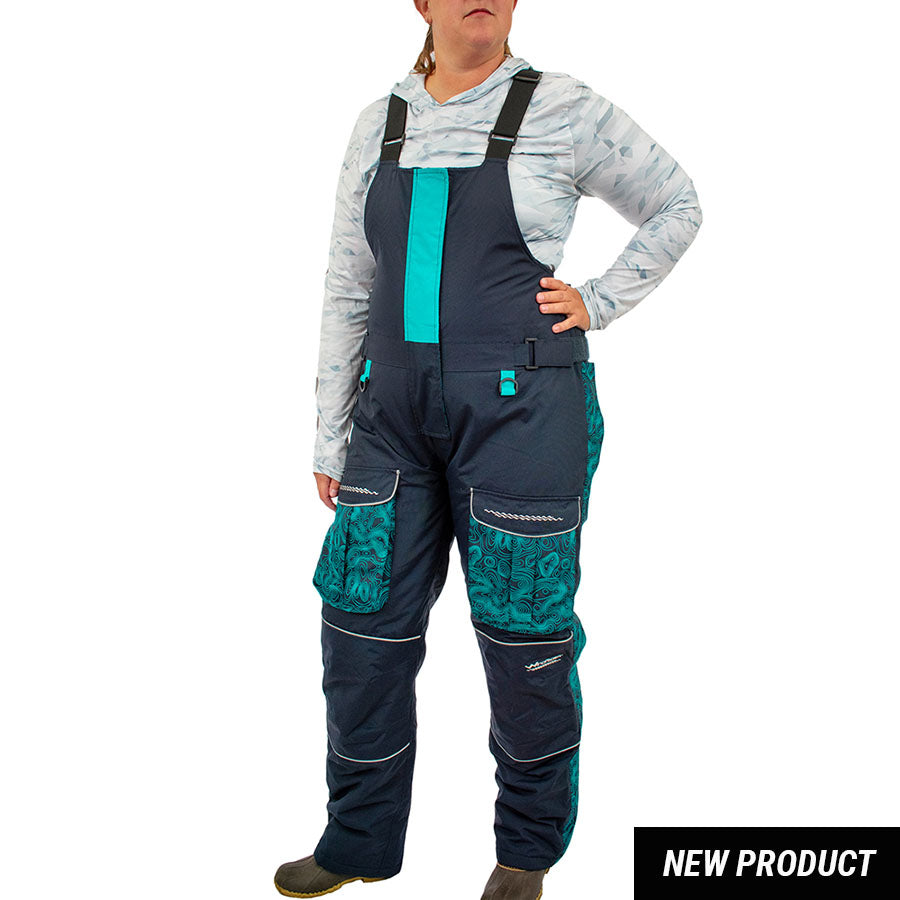 Detail view of insulated ice gear jacket showing insulation and pocket features