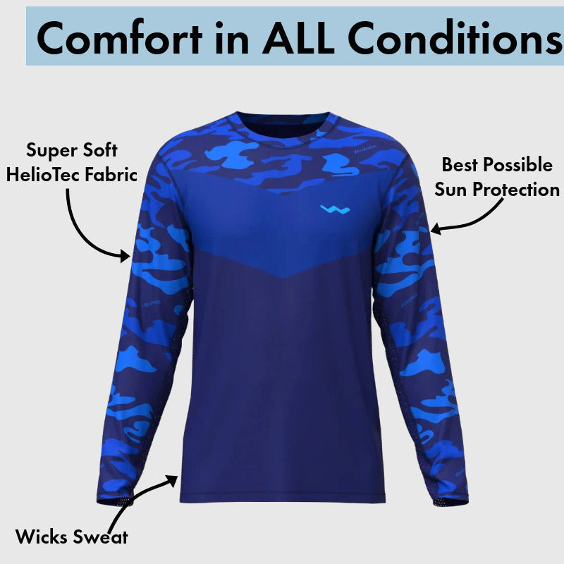 Helios Blue Camo fishing shirt - best UPF 50+ sun protection for anglers