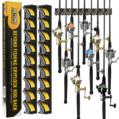 GripLock Vertical Fishing Rod Rack — Holds 9 Rods, 5-Minute Install
