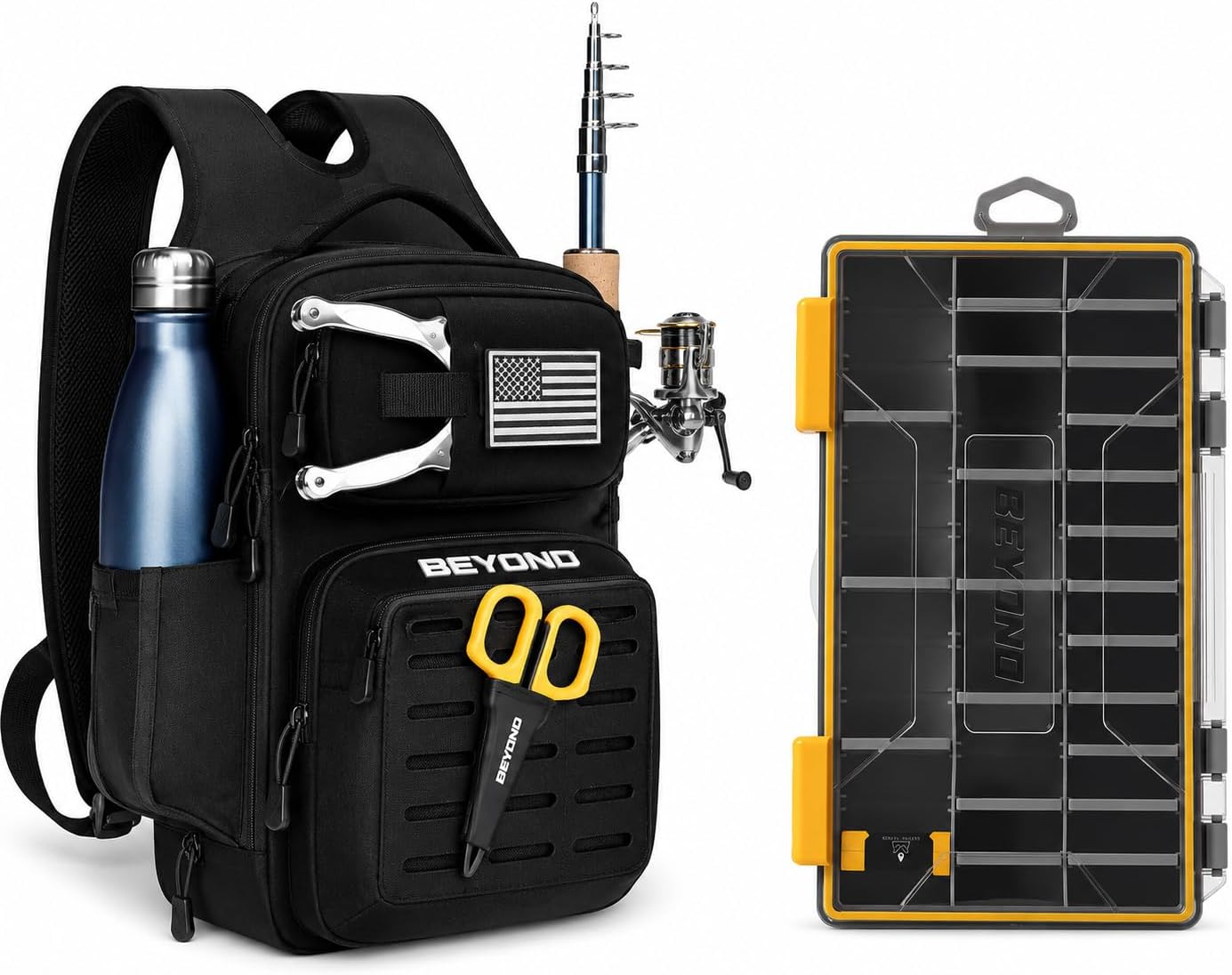 The Voyager Tackle Bag — Compact Sling Bag with Rod, Bottle & Pliers Holders