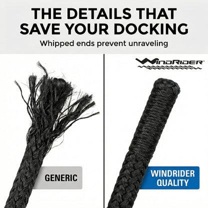 Whipped ends on WindRider black dock lines