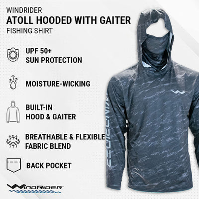 Atoll Hooded Shirt with Black Ice - Grey Americana - Green Americana –  WindRider