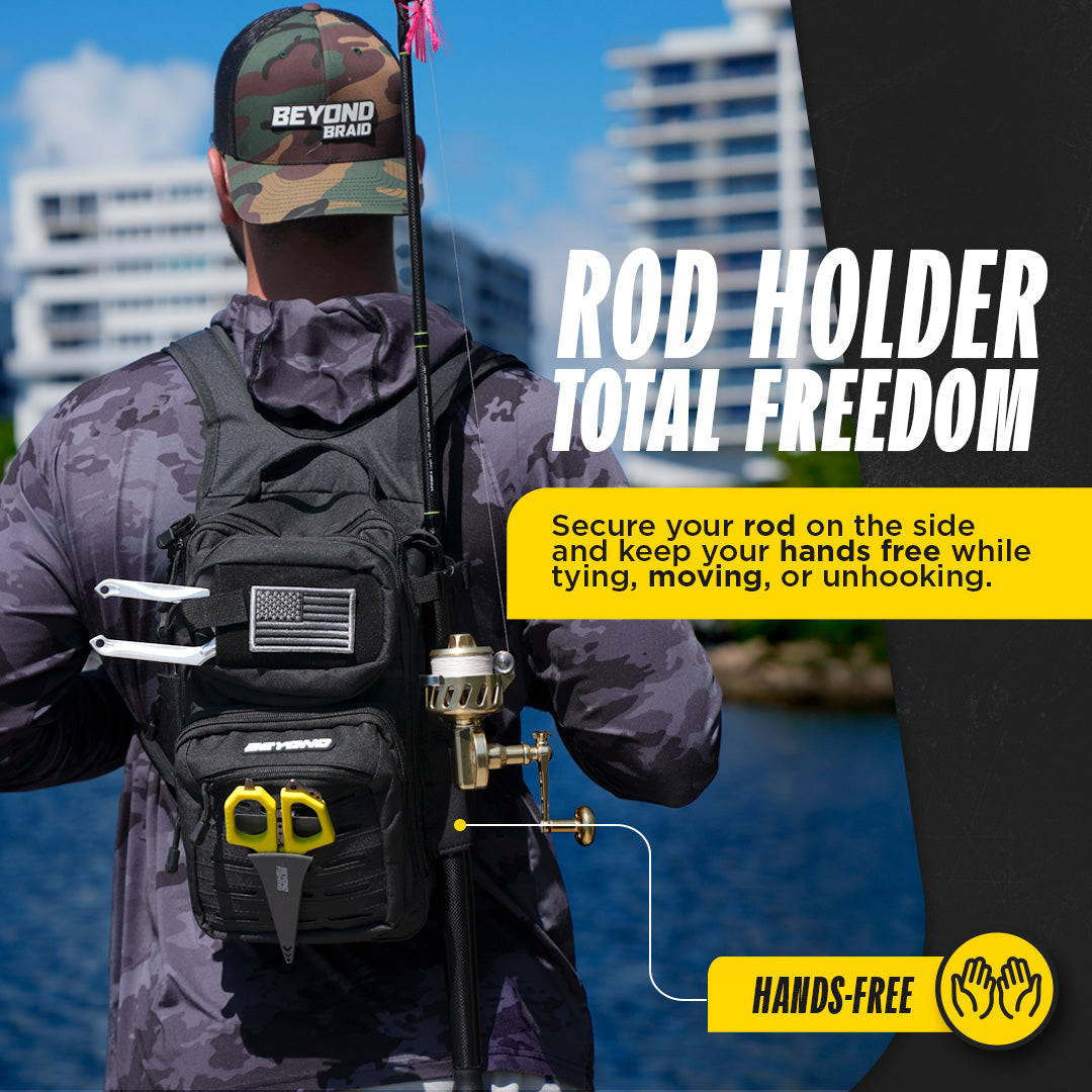 The Voyager Tackle Bag — Compact Sling Bag with Rod, Bottle & Pliers Holders