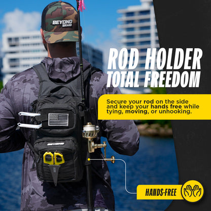 The Voyager Tackle Bag — Compact Sling Bag with Rod, Bottle & Pliers Holders