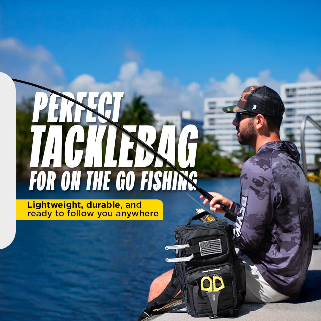 The Voyager Tackle Bag — Compact Sling Bag with Rod, Bottle & Pliers Holders