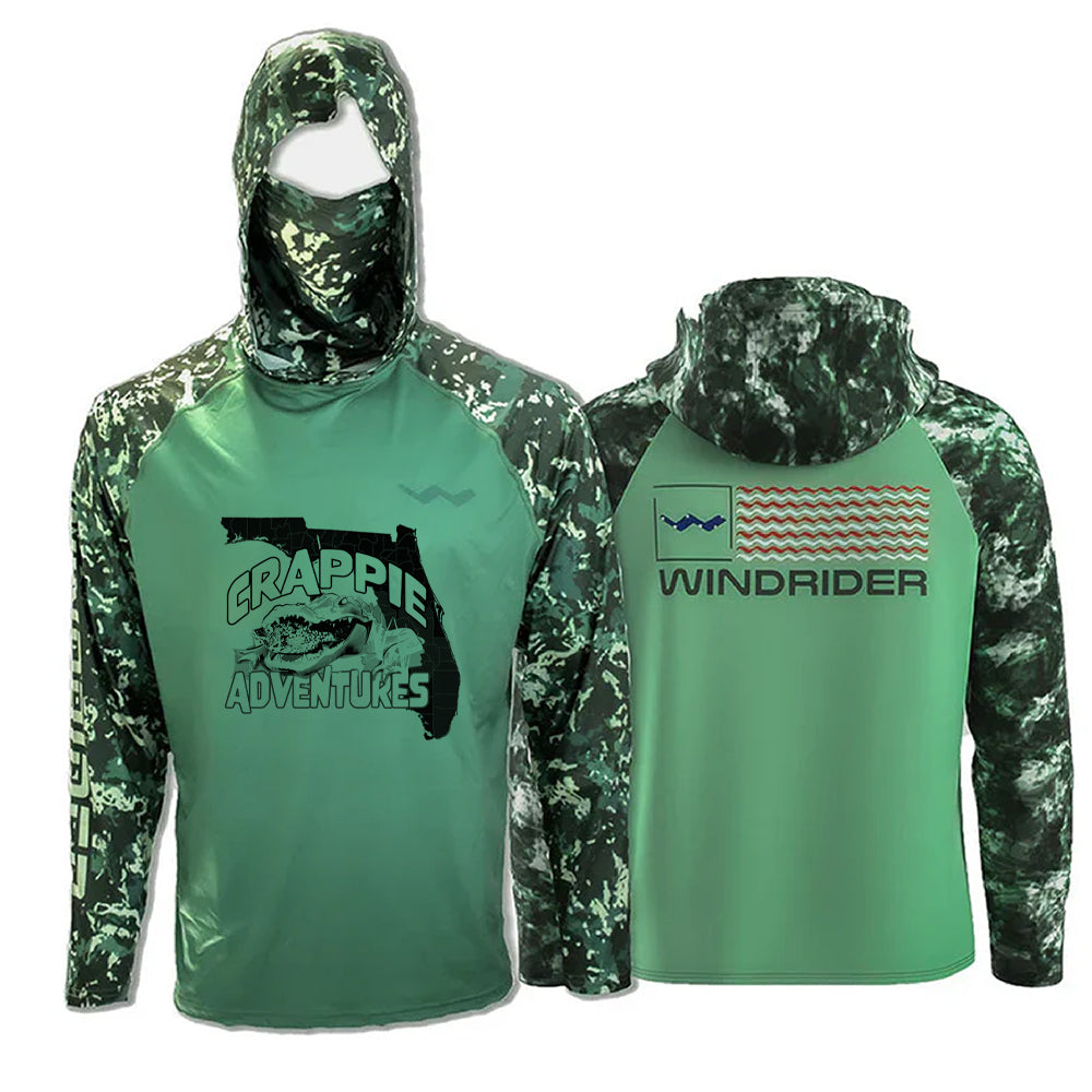 Crappie Adventures Atoll Fishing Shirt - Green - WindRider