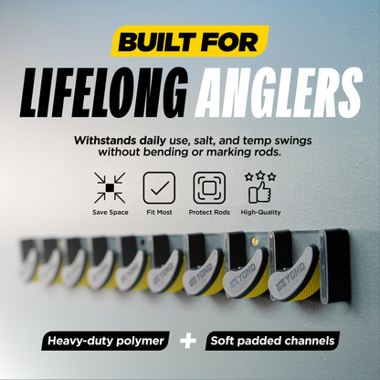 GripLock Vertical Fishing Rod Rack — Holds 9 Rods, 5-Minute Install
