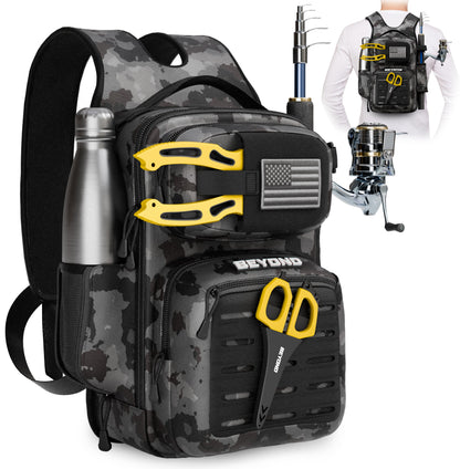 The Voyager Tackle Bag — Compact Sling Bag with Rod, Bottle & Pliers Holders