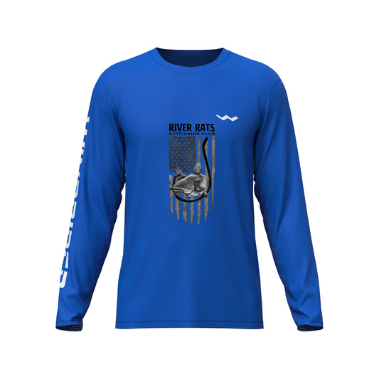 River Rats Catfishing Club Helios Fishing Shirt - Blue - WindRider