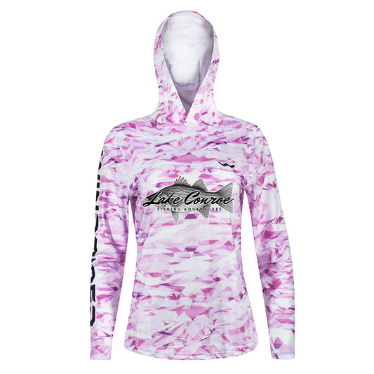 Women's Lake Conroe HELIOS™ Hooded Sun Shirts - Hooded - Pink - WindRider