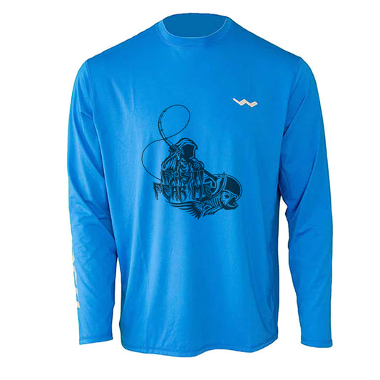 The Bass Reaper Helios Fishing Shirt - Blue - WindRider