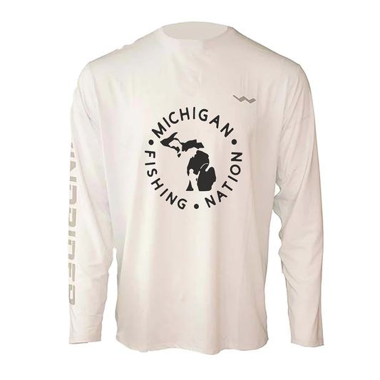 Michigan Fishing Nation TV Helios Fishing Shirt - White - WindRider