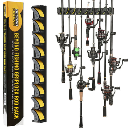 GripLock Vertical Fishing Rod Rack — Holds 9 Rods, 5-Minute Install