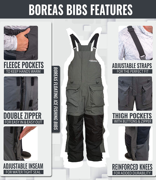 WindRider Ice Suit Bibs - reinforced knees, drop seat, full zippers