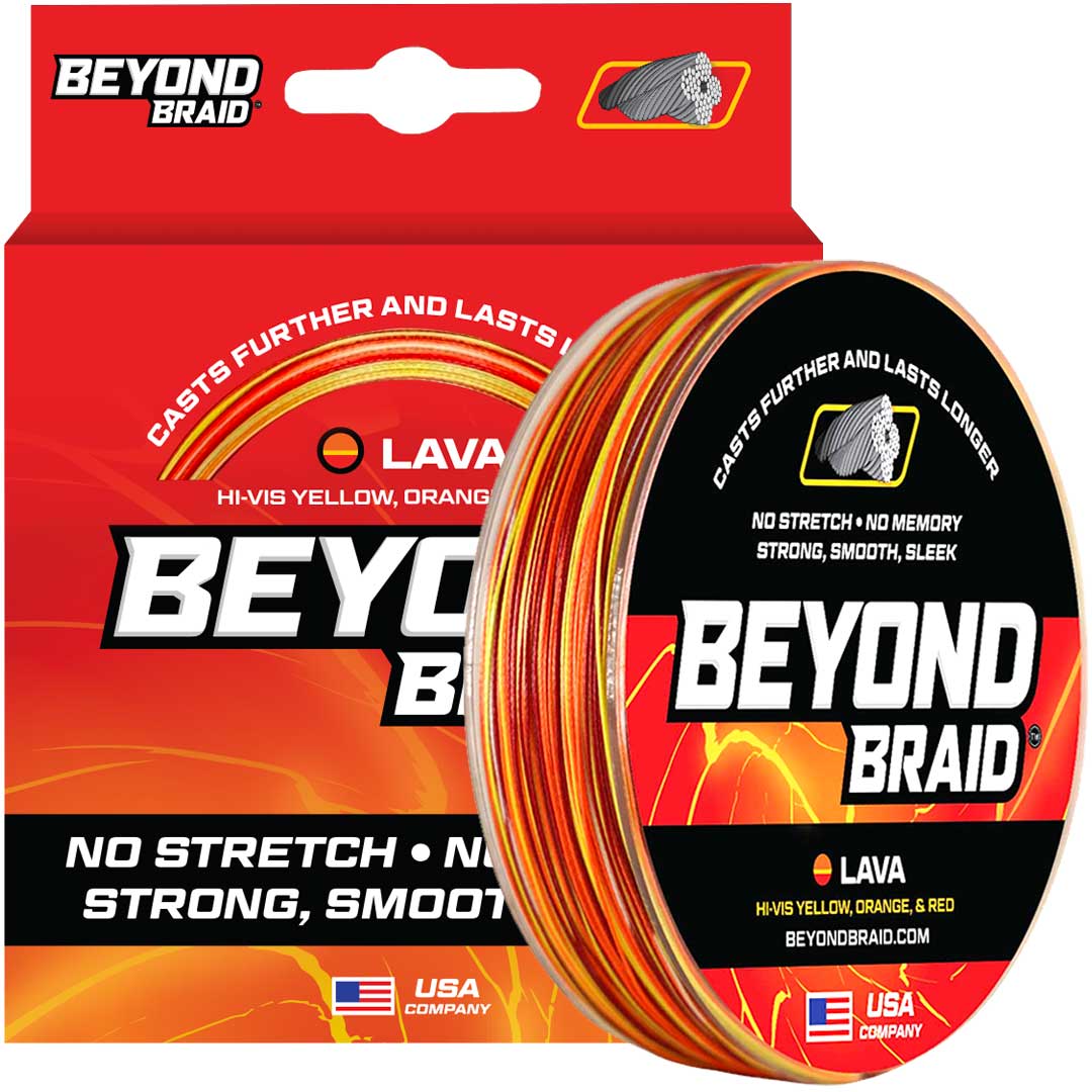 Beyond Braid Lava Red, Orange & Yellow Braided Fishing Line