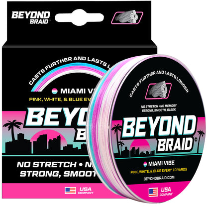 Beyond Braid Miami Vibe Pink, White & Blue Braided Fishing Line