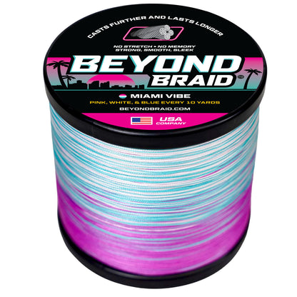 Beyond Braid Miami Vibe Pink, White & Blue Braided Fishing Line
