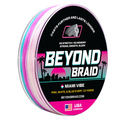 Beyond Braid Miami Vibe Pink, White & Blue Braided Fishing Line