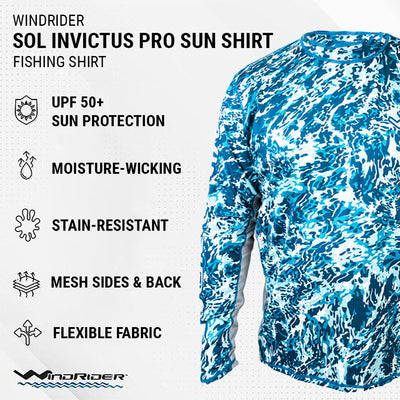 WindRider Long Sleeve Fishing Shirts for Men UPF 50+ Sun Protection with  Mesh Sides Stain Resistant and Moisture Wicking